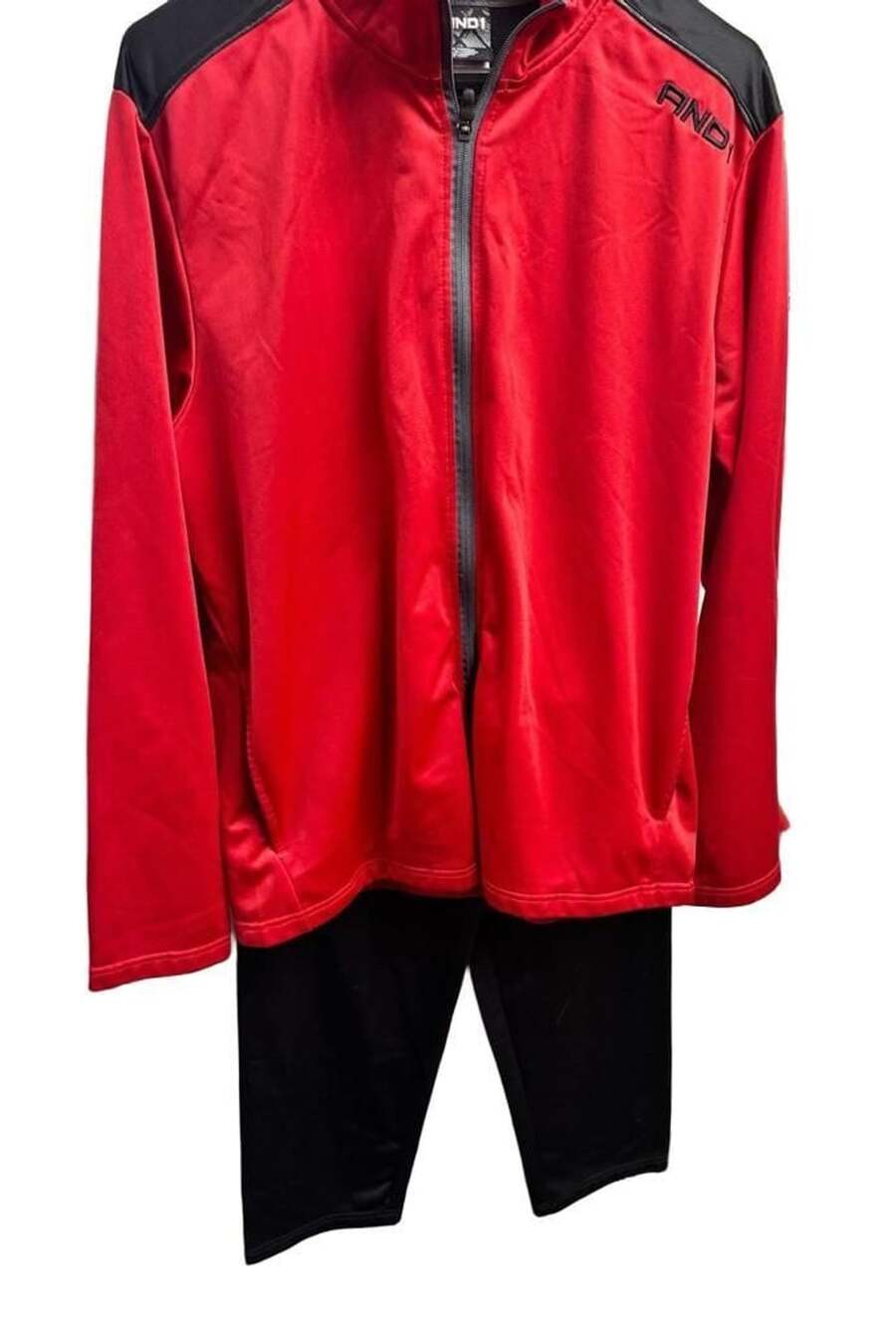 And1 Track Suit Set Red Black Zip Jacket Matching Pants